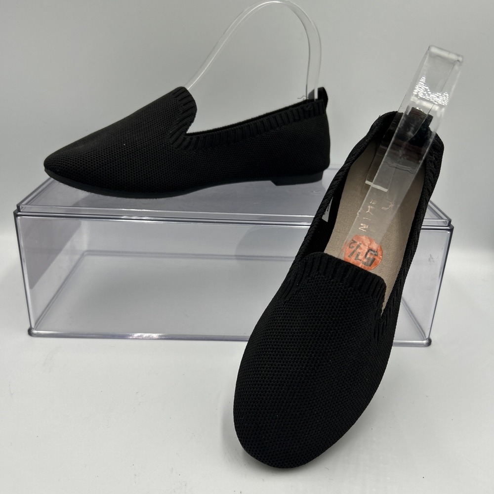 Danskin Dream Slip On Stretch Knit Ballet Flat Shoes Black‎ Dressy Casual 5.5/6